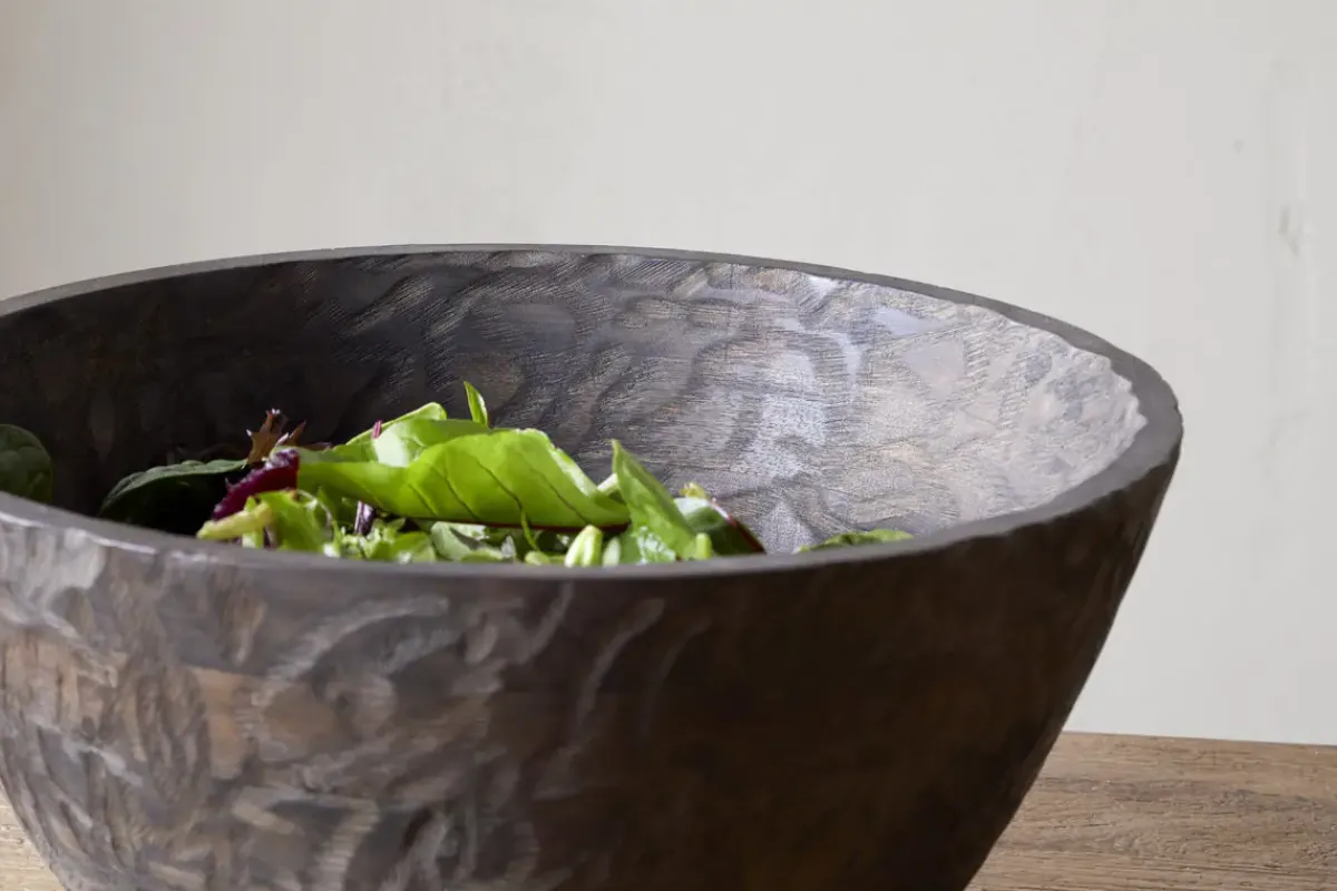 Bowls & Trays|Serving Bowls^Nkuku Nyati Wooden Serving Bowl - Dark Brown - Large