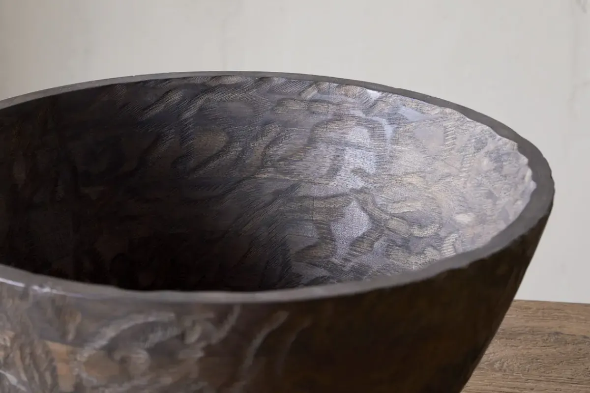 Bowls & Trays|Serving Bowls^Nkuku Nyati Wooden Serving Bowl - Dark Brown - Large