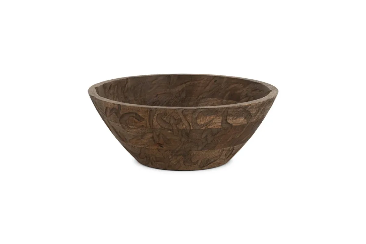 Bowls & Trays|Serving Bowls^Nkuku Nyati Wooden Serving Bowl - Dark Brown - Small