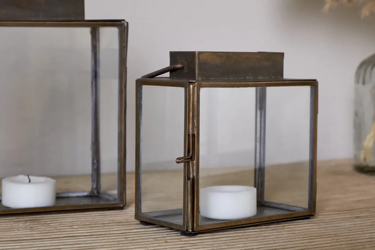 Desk Accessories|Lanterns^Nkuku Obi Mini Table Lantern - Antique Brass