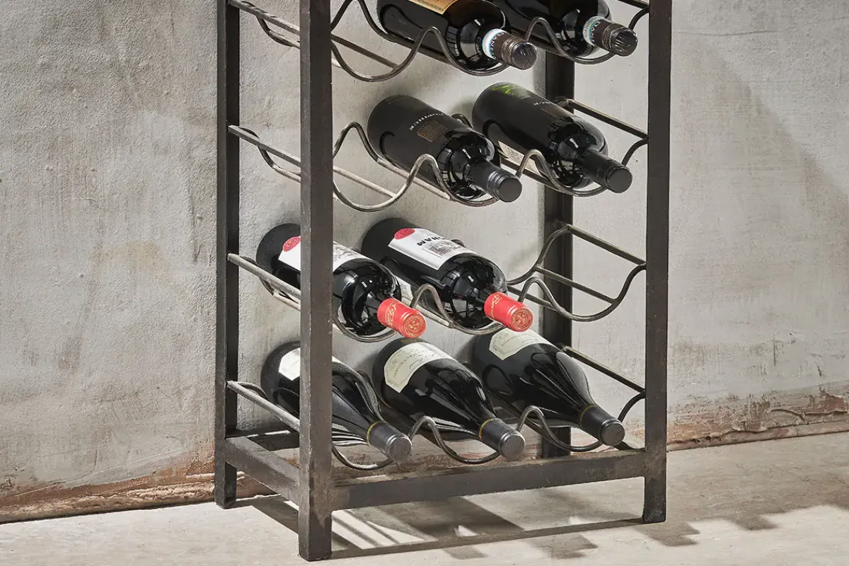 Kitchen Storage|Hallway & Bootroom^Nkuku Obra Industrial Wine Rack - Mango Wood & Iron - Small