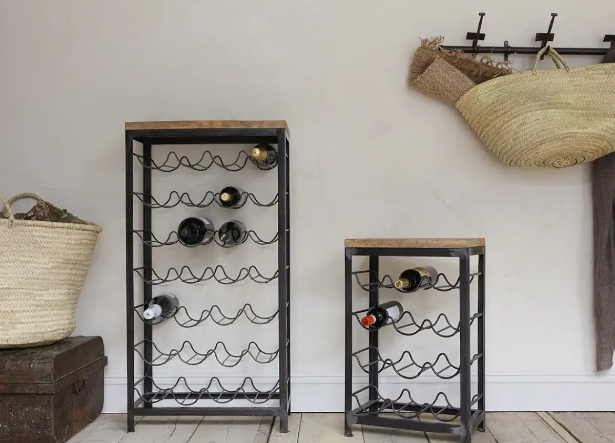 Kitchen Storage|Hallway & Bootroom^Nkuku Obra Industrial Wine Rack - Mango Wood & Iron - Small