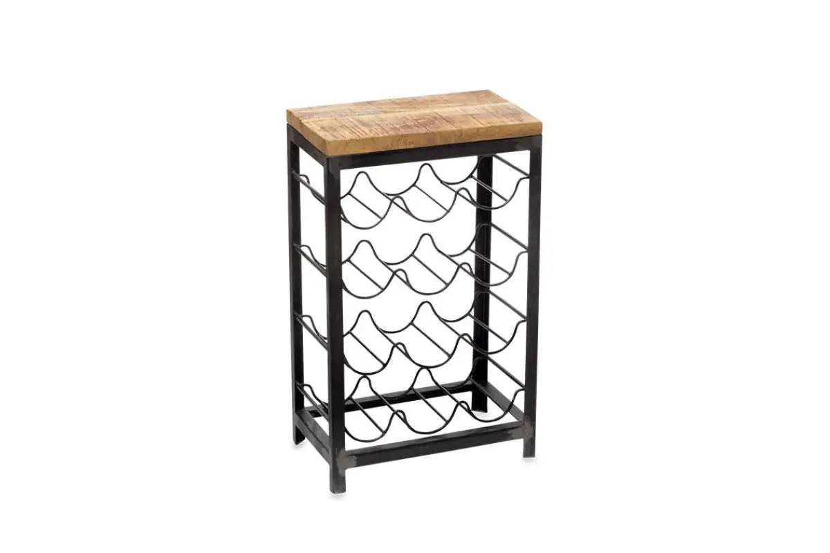 Kitchen Storage|Hallway & Bootroom^Nkuku Obra Industrial Wine Rack - Mango Wood & Iron - Small