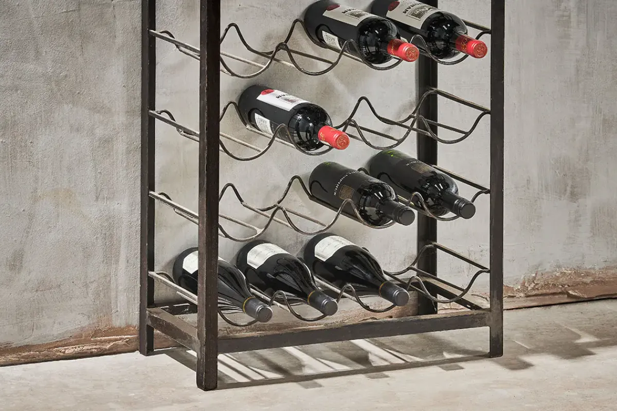 Kitchen Storage|Hallway & Bootroom^Nkuku Obra Industrial Wine Rack - Mango Wood & Iron - Large