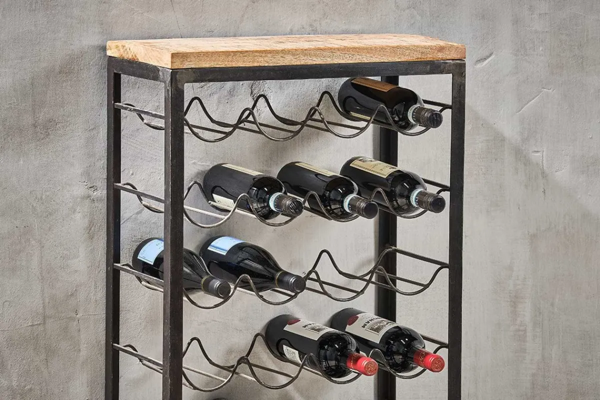 Kitchen Storage|Hallway & Bootroom^Nkuku Obra Industrial Wine Rack - Mango Wood & Iron - Large