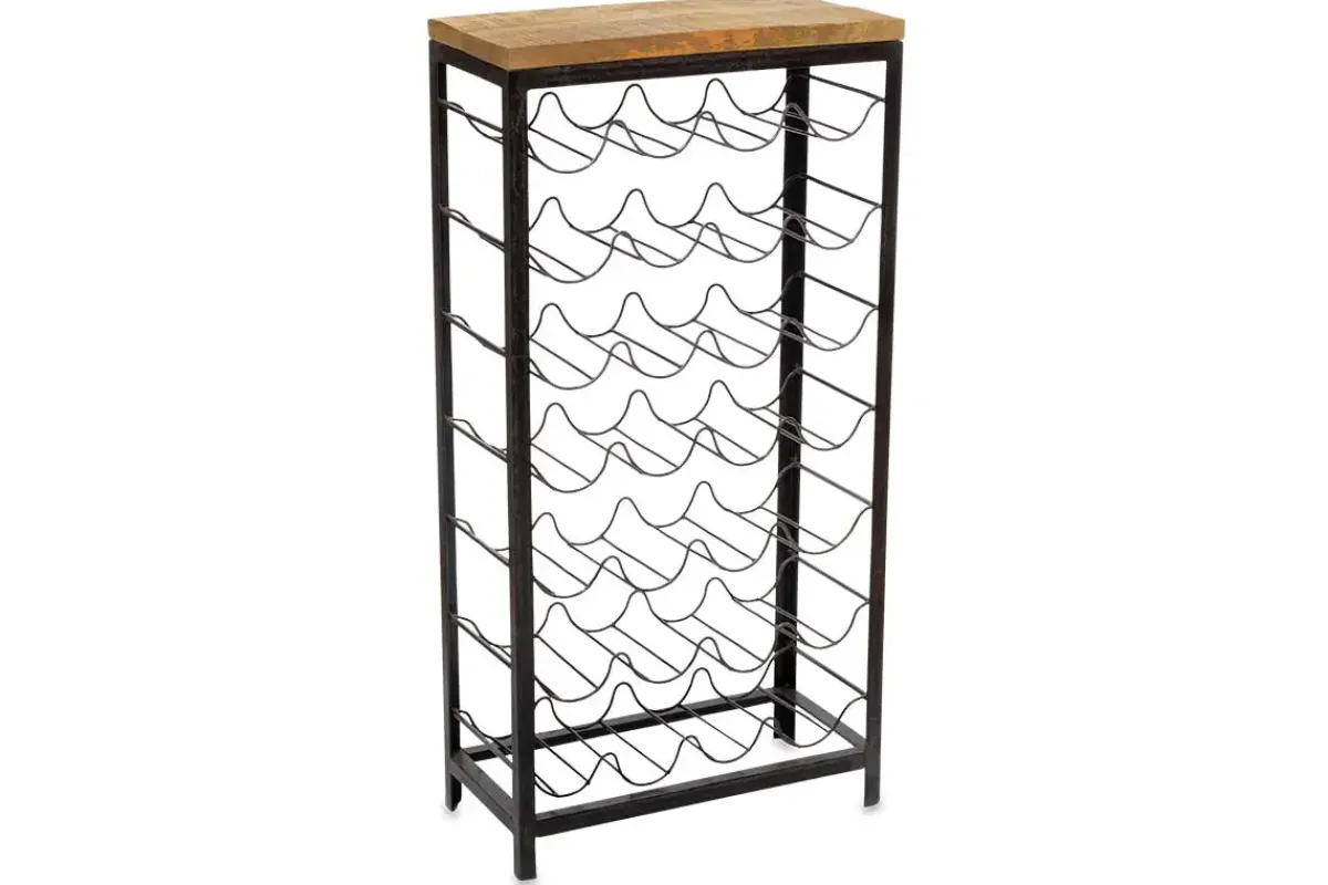 Kitchen Storage|Hallway & Bootroom^Nkuku Obra Industrial Wine Rack - Mango Wood & Iron - Large