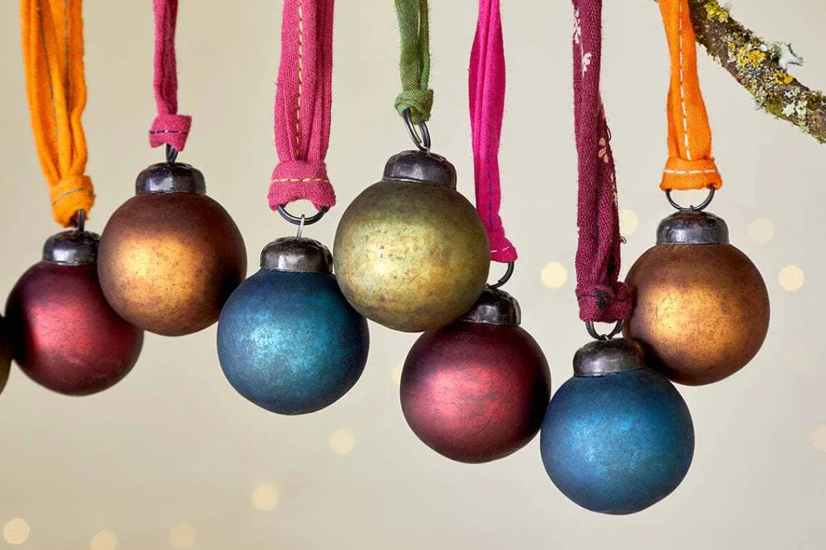 Baubles & Tree Decorations|New Christmas^Nkuku Oko Mini Baubles - Mixed Matt (Set of 12)