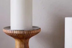 Decorative Home Accessories|Desk Accessories^Nkuku Omari Mango Wood Candlestick - Natural