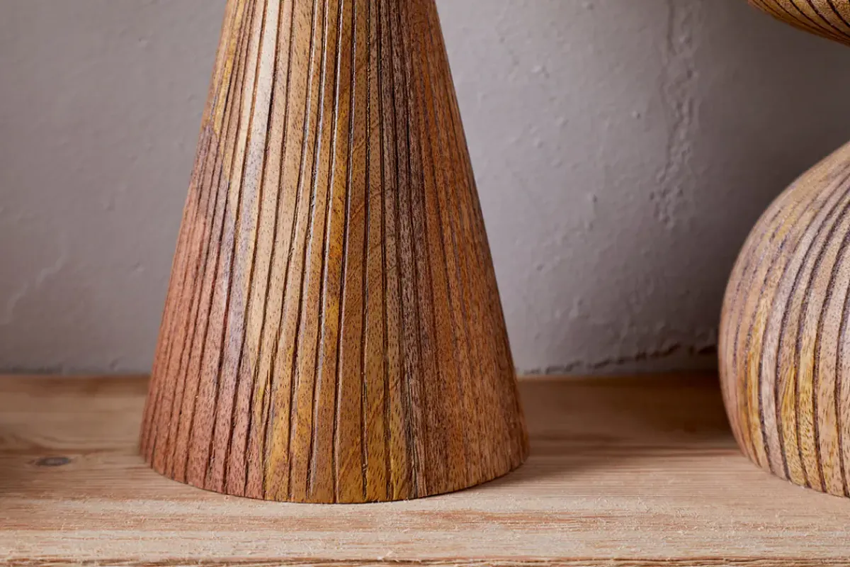 Decorative Home Accessories|Desk Accessories^Nkuku Omari Mango Wood Candlestick - Natural
