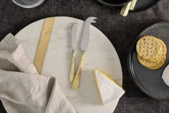 Serving Cutlery|Cheese Board & Knives^Nkuku Osko Cheese & Butter Knife Set - Brushed Gold (Set of 2)