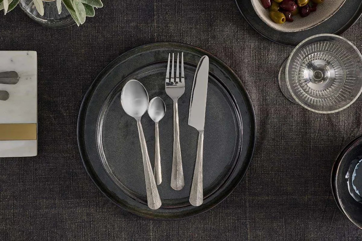 Cutlery|Cutlery^Nkuku Osko Cutlery Set - (Set of 16) Brushed Silver