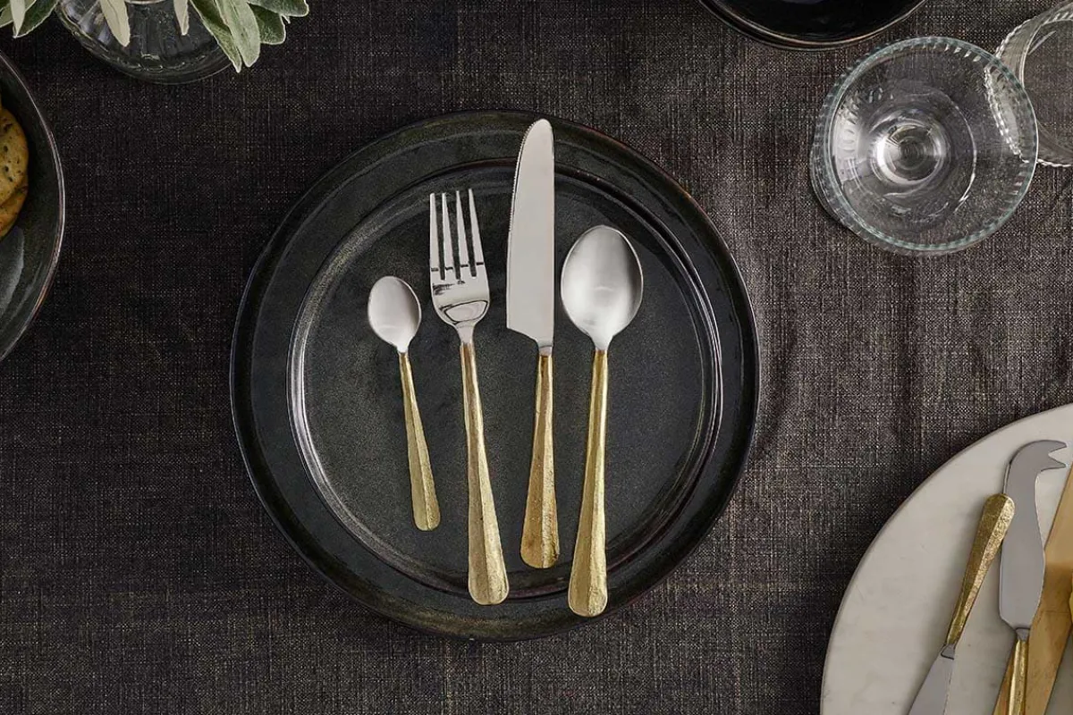 Cutlery|Cutlery^Nkuku Osko Cutlery Set - (Set of 16) Brushed Gold