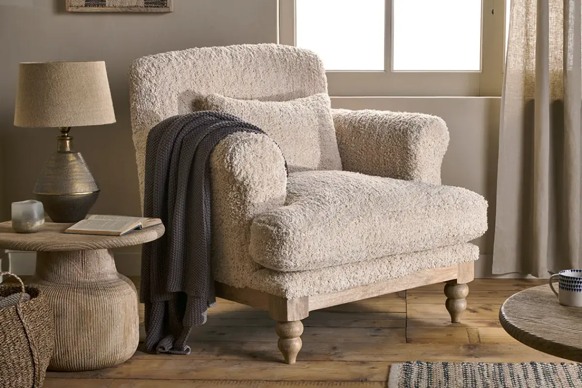 Living|Armchairs^Nkuku Otas Teddy Cotton Armchair - Off White