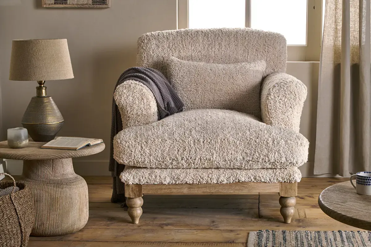 Living|Armchairs^Nkuku Otas Teddy Cotton Armchair - Off White