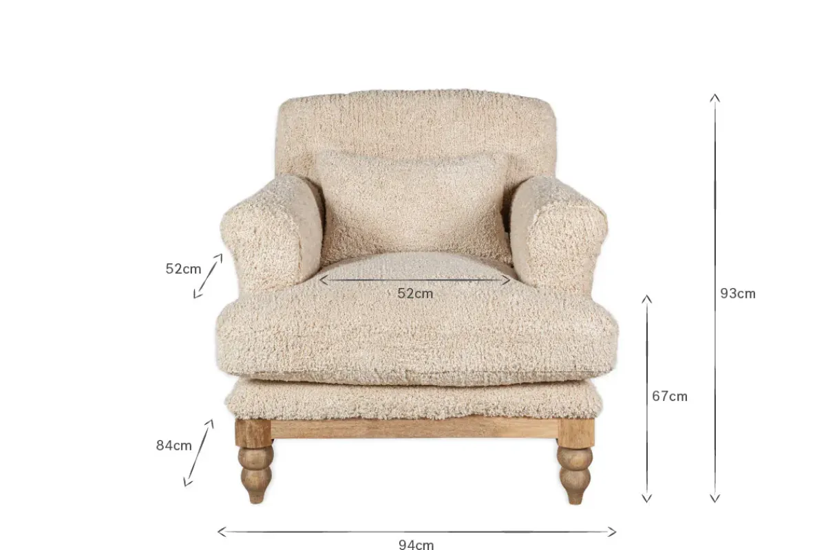 Living|Armchairs^Nkuku Otas Teddy Cotton Armchair - Off White
