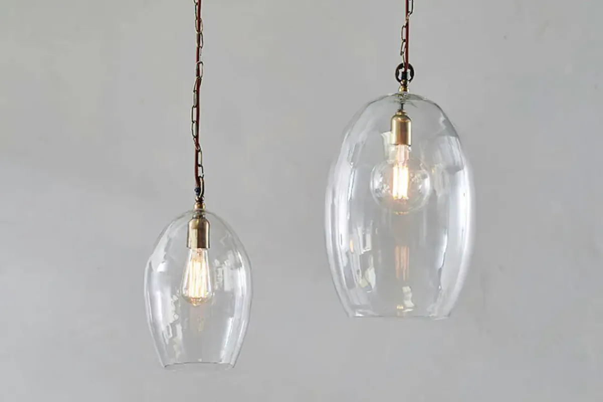 Pendant Lighting^Nkuku Otoro Recycled Glass Pendant - Clear - Large Oval Clear Glass