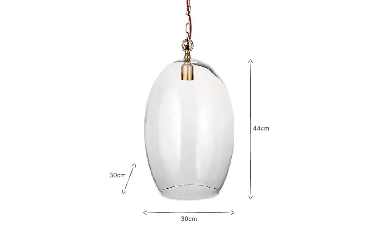 Pendant Lighting^Nkuku Otoro Recycled Glass Pendant - Clear - Large Oval Clear Glass