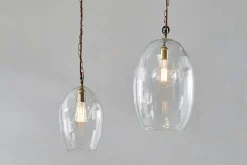 Pendant Lighting^Nkuku Otoro Recycled Glass Pendant - Clear - Small Oval Clear Glass