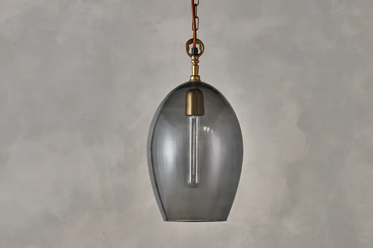 Statement Lighting|Pendant Lighting^Nkuku Otoro Recycled Glass Pendant - - Large Oval Smoke