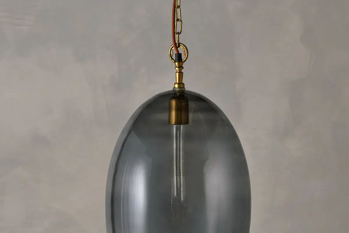 Statement Lighting|Pendant Lighting^Nkuku Otoro Recycled Glass Pendant - - Large Oval Smoke