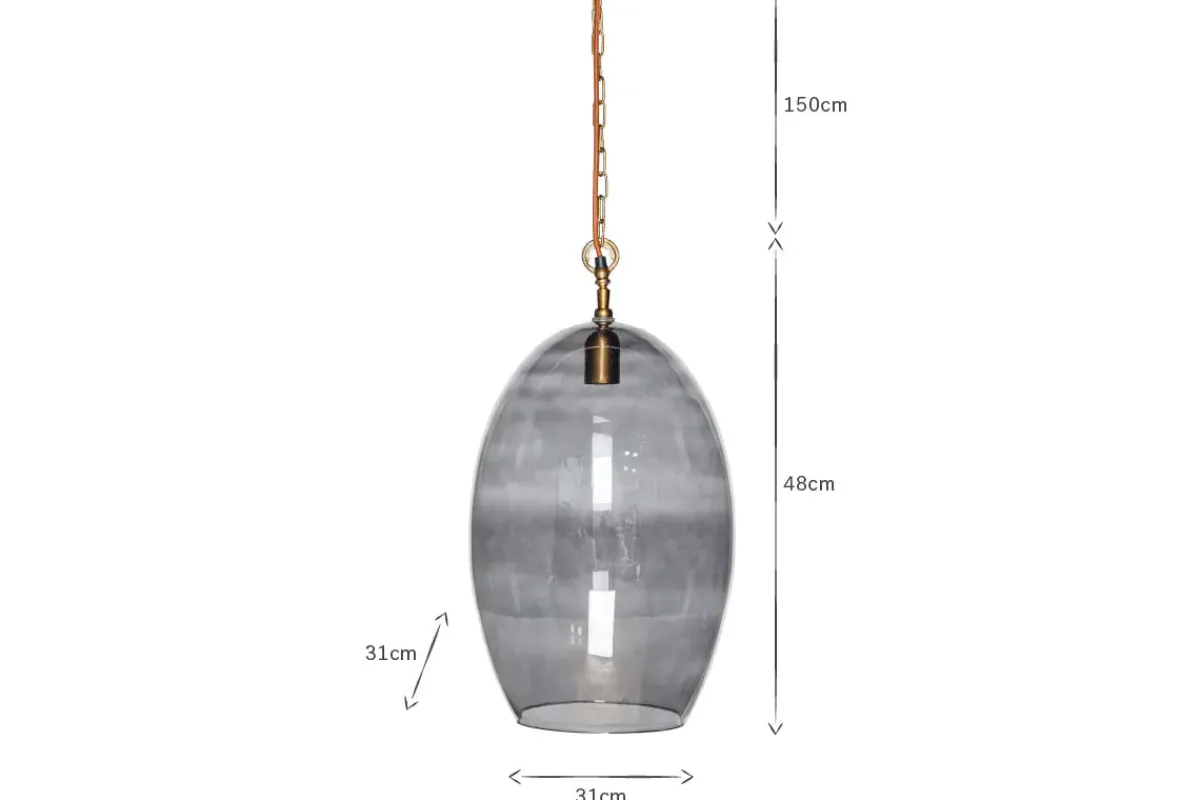 Statement Lighting|Pendant Lighting^Nkuku Otoro Recycled Glass Pendant - - Large Oval Smoke