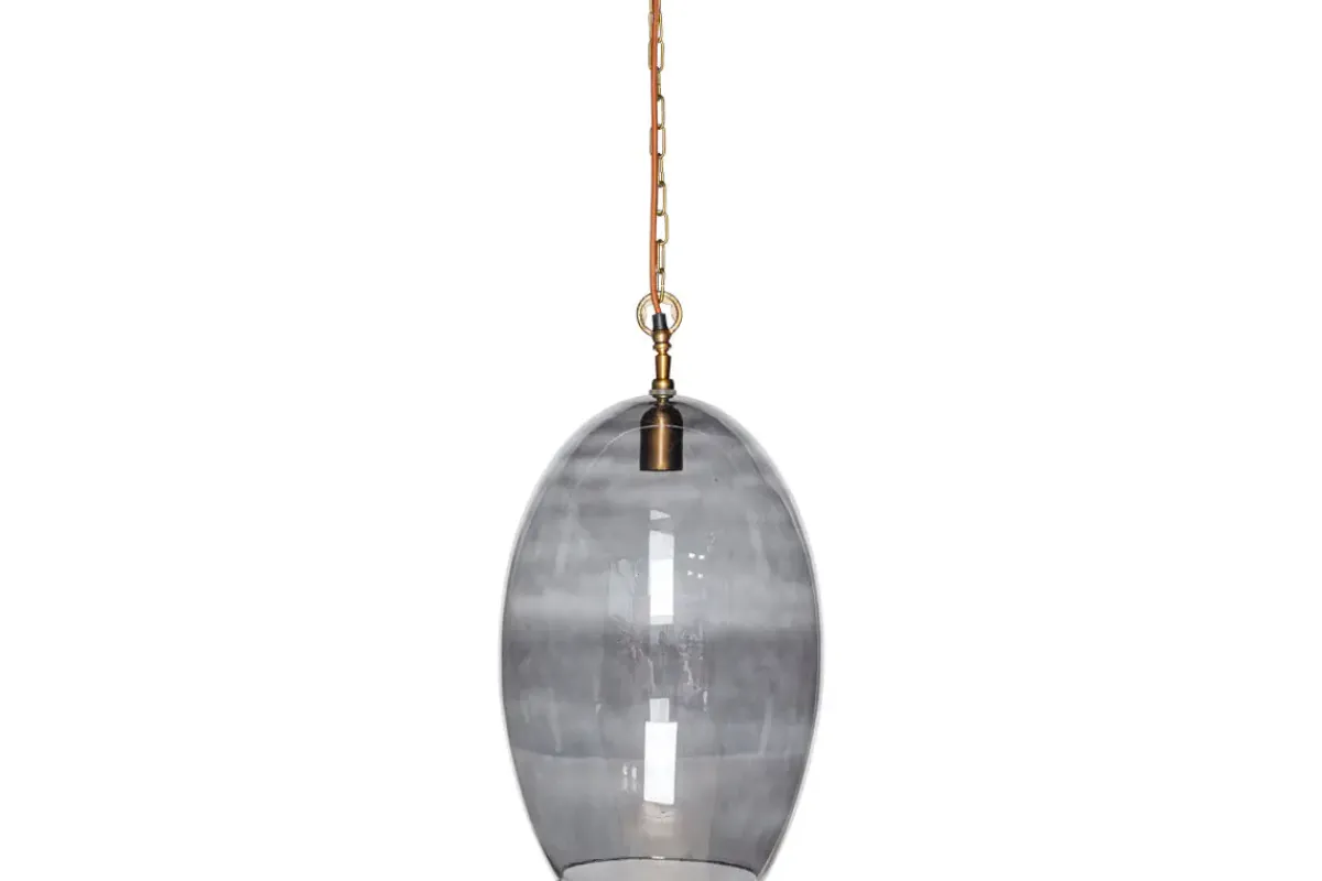 Statement Lighting|Pendant Lighting^Nkuku Otoro Recycled Glass Pendant - - Large Oval Smoke