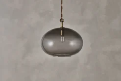 Statement Lighting|Pendant Lighting^Nkuku Otoro Recycled Glass Pendant - - Large Round Smoke