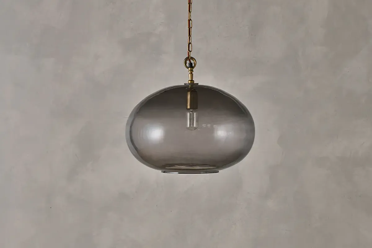 Statement Lighting|Pendant Lighting^Nkuku Otoro Recycled Glass Pendant - - Large Round Smoke