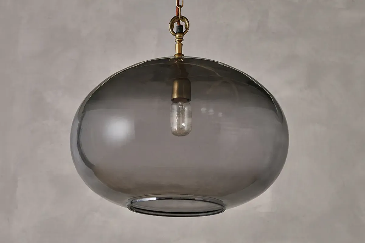Statement Lighting|Pendant Lighting^Nkuku Otoro Recycled Glass Pendant - - Large Round Smoke