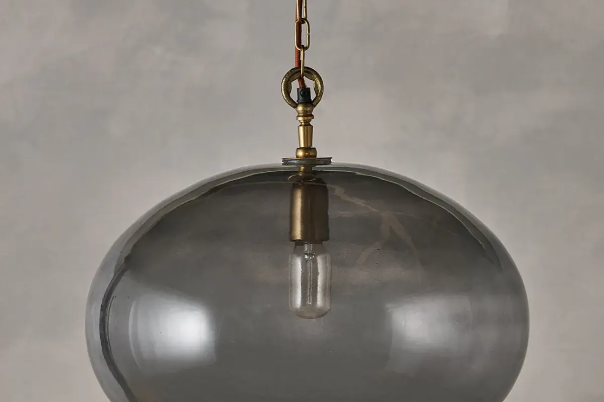 Statement Lighting|Pendant Lighting^Nkuku Otoro Recycled Glass Pendant - - Large Round Smoke