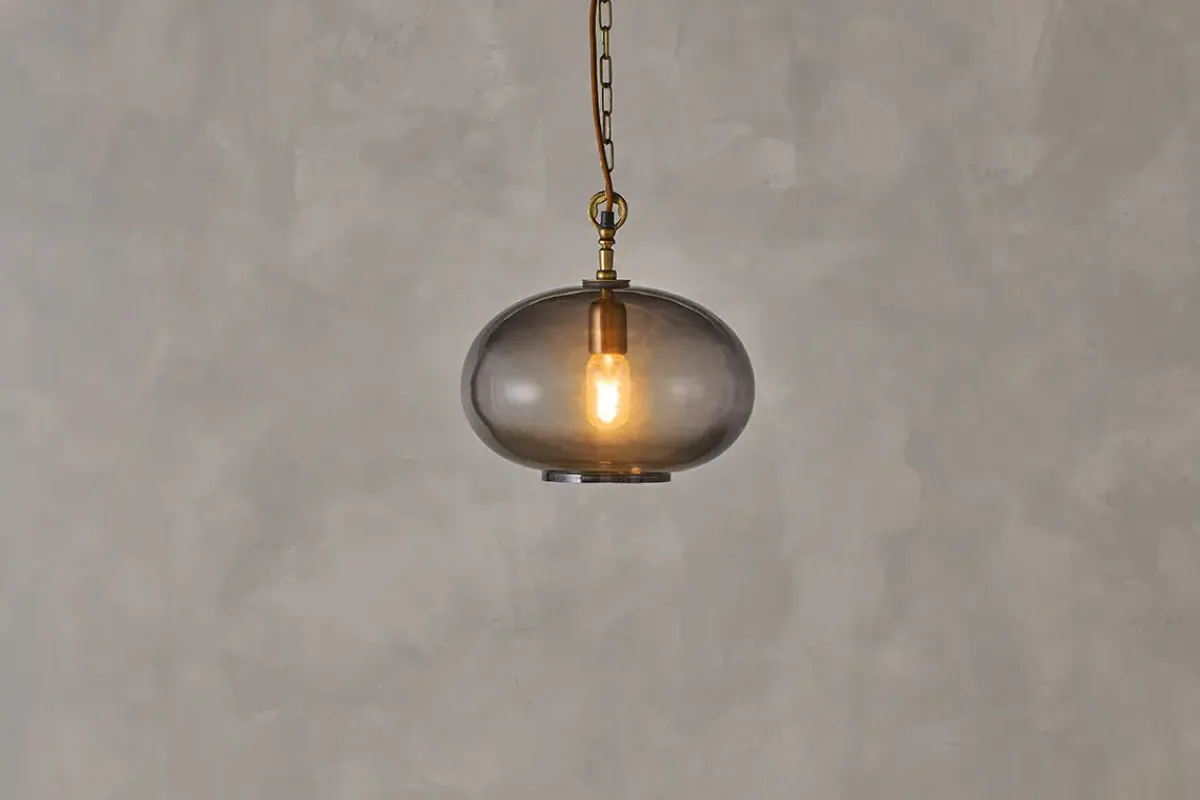 Statement Lighting|Pendant Lighting^Nkuku Otoro Recycled Glass Pendant - - Small Round Smoke