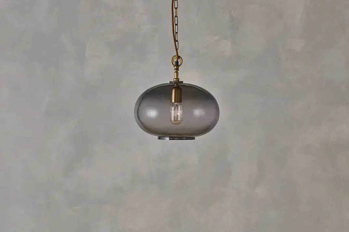 Statement Lighting|Pendant Lighting^Nkuku Otoro Recycled Glass Pendant - - Small Round Smoke