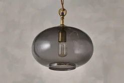 Statement Lighting|Pendant Lighting^Nkuku Otoro Recycled Glass Pendant - - Small Round Smoke