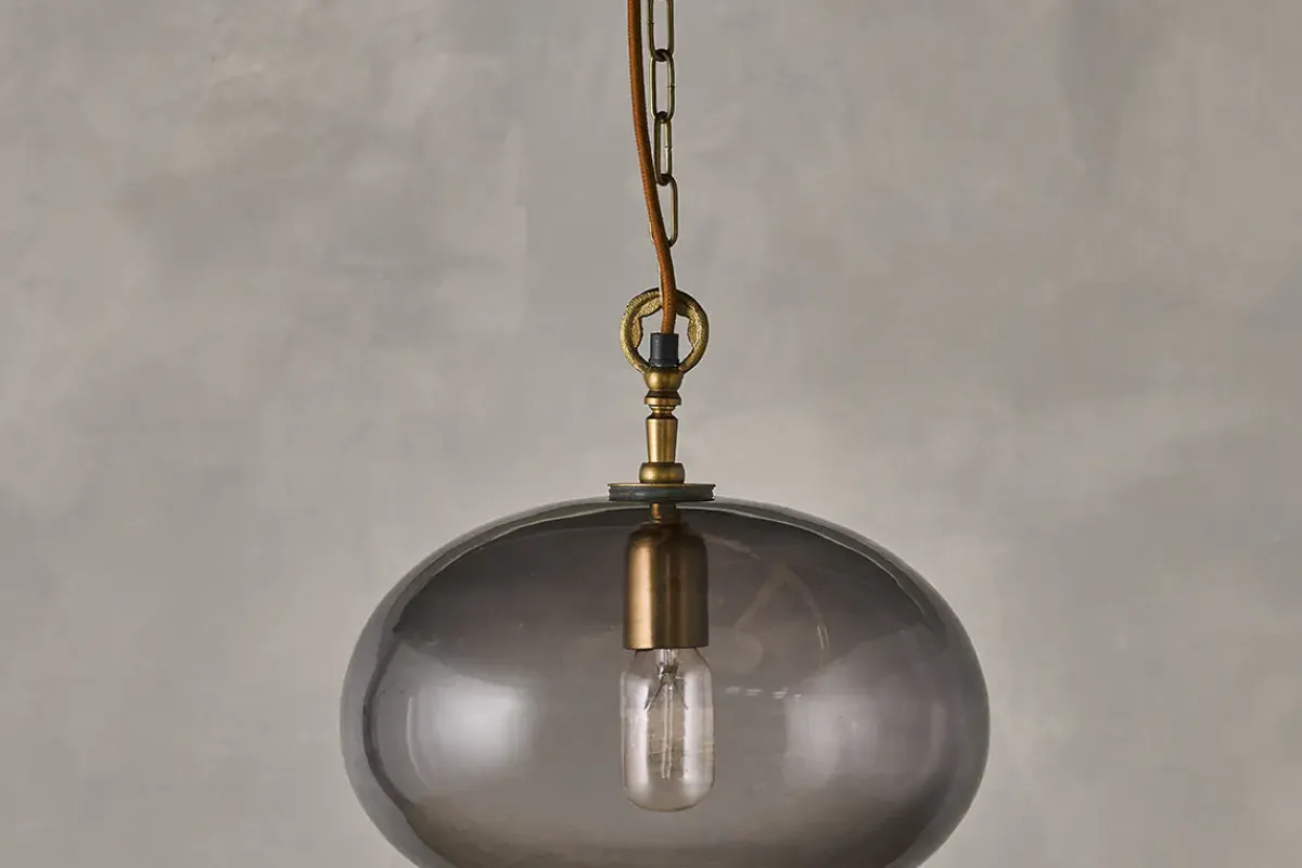 Statement Lighting|Pendant Lighting^Nkuku Otoro Recycled Glass Pendant - - Small Round Smoke