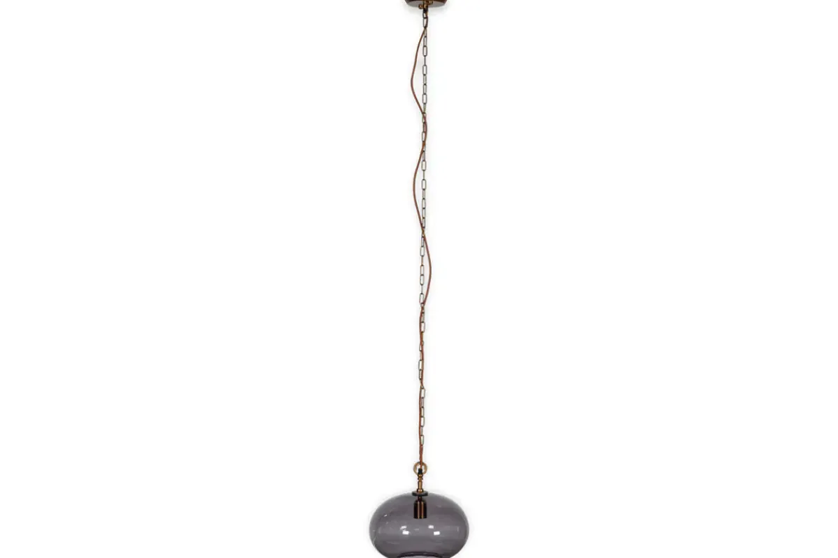 Statement Lighting|Pendant Lighting^Nkuku Otoro Recycled Glass Pendant - - Small Round Smoke