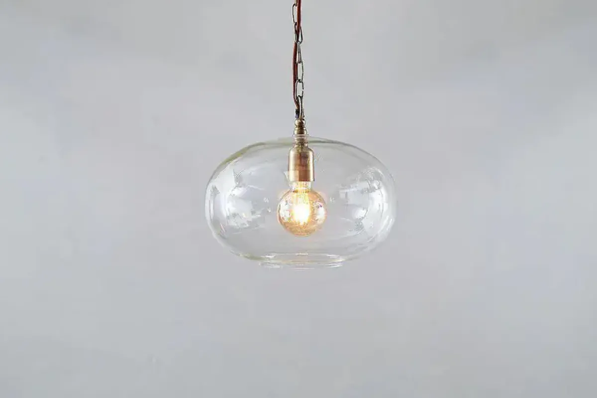 Pendant Lighting^Nkuku Otoro Recycled Glass Pendant - Clear - Small Round Clear Glass