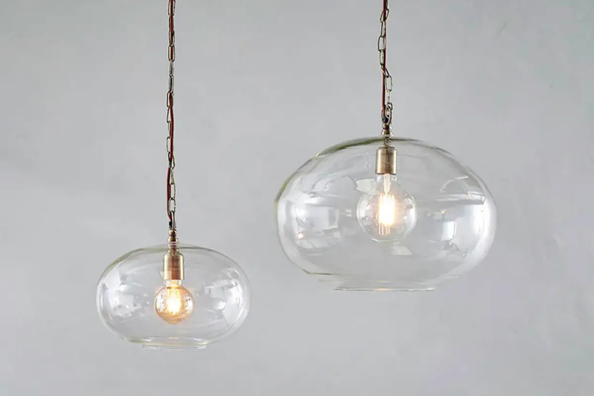 Pendant Lighting^Nkuku Otoro Recycled Glass Pendant - Clear - Small Round Clear Glass