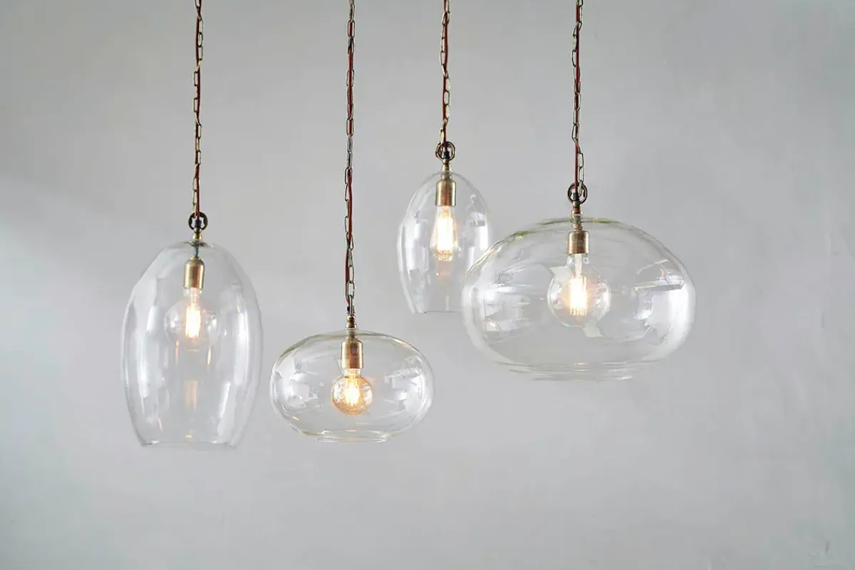 Pendant Lighting^Nkuku Otoro Recycled Glass Pendant - Clear - Small Round Clear Glass