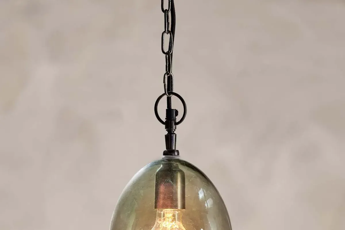 Pendant Lighting^Nkuku Otoro Recycled Glass Pendant - - Small Oval Green