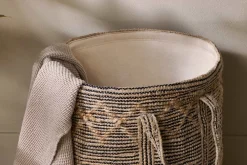 Baskets|Laundry Baskets^Nkuku Padla Cotton & Jute Laundry Basket - Black & Natural