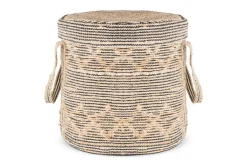 Baskets|Laundry Baskets^Nkuku Padla Cotton & Jute Laundry Basket - Black & Natural
