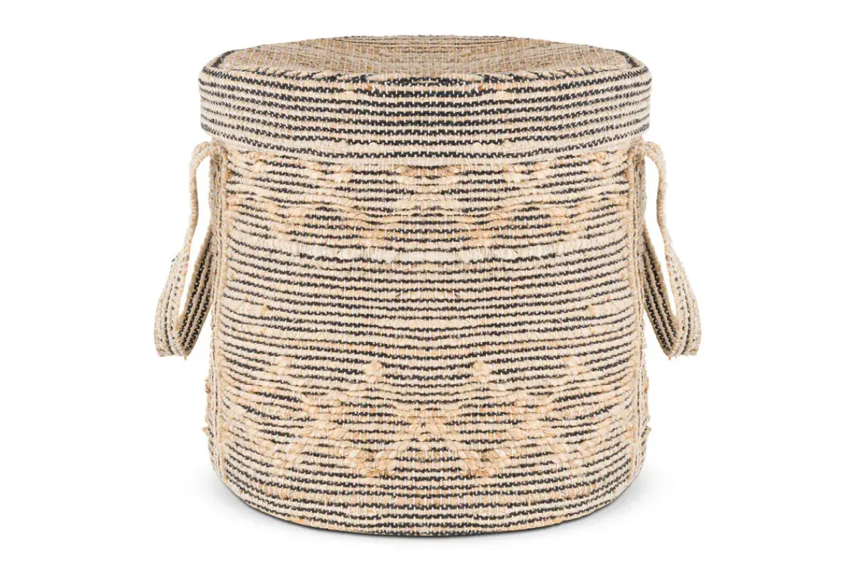 Baskets|Laundry Baskets^Nkuku Padla Cotton & Jute Laundry Basket - Black & Natural