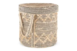Baskets|Laundry Baskets^Nkuku Padla Cotton & Jute Laundry Basket - Black & Natural