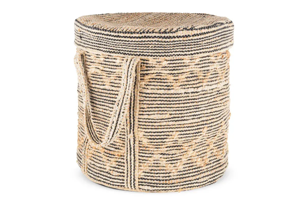Baskets|Laundry Baskets^Nkuku Padla Cotton & Jute Laundry Basket - Black & Natural