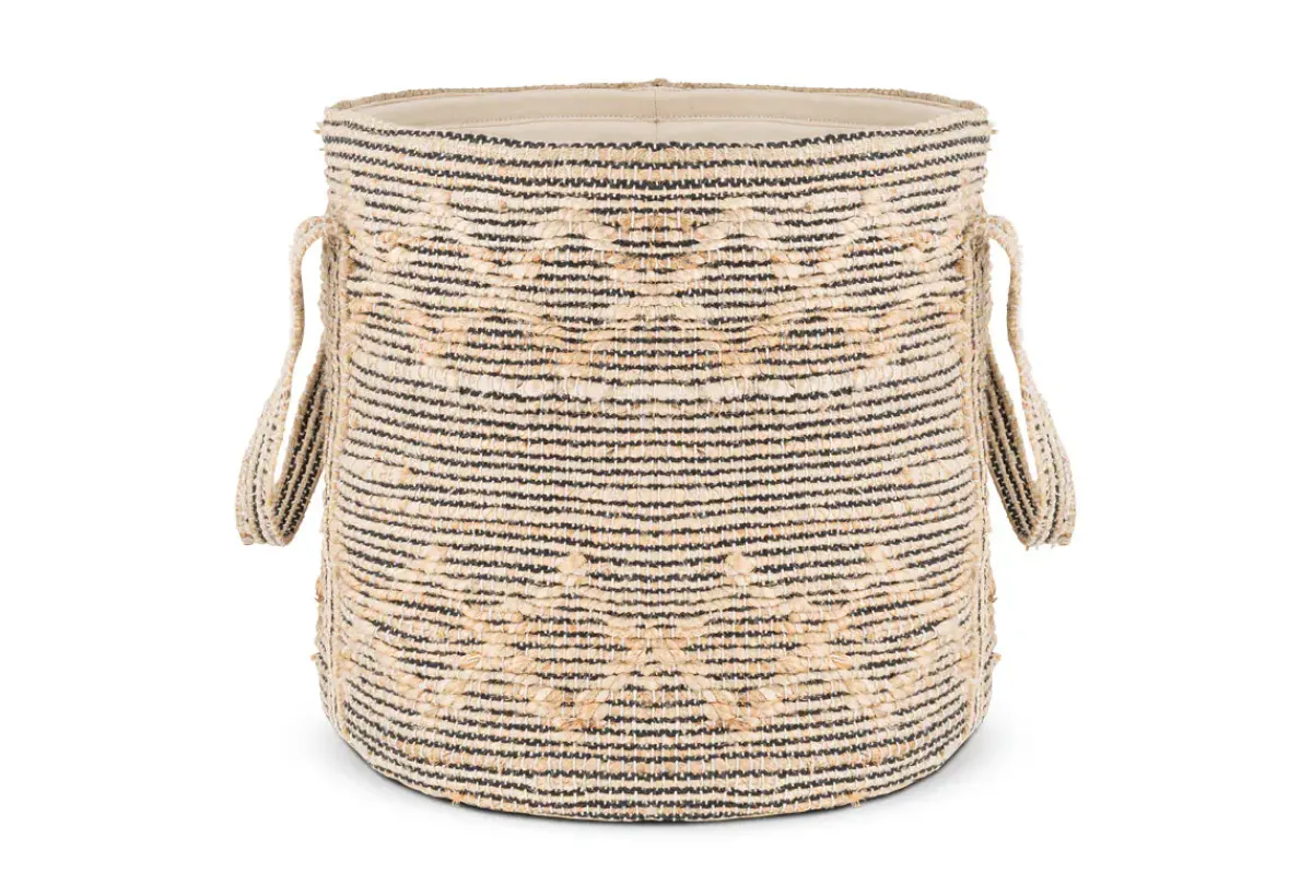 Baskets|Laundry Baskets^Nkuku Padla Cotton & Jute Laundry Basket - Black & Natural