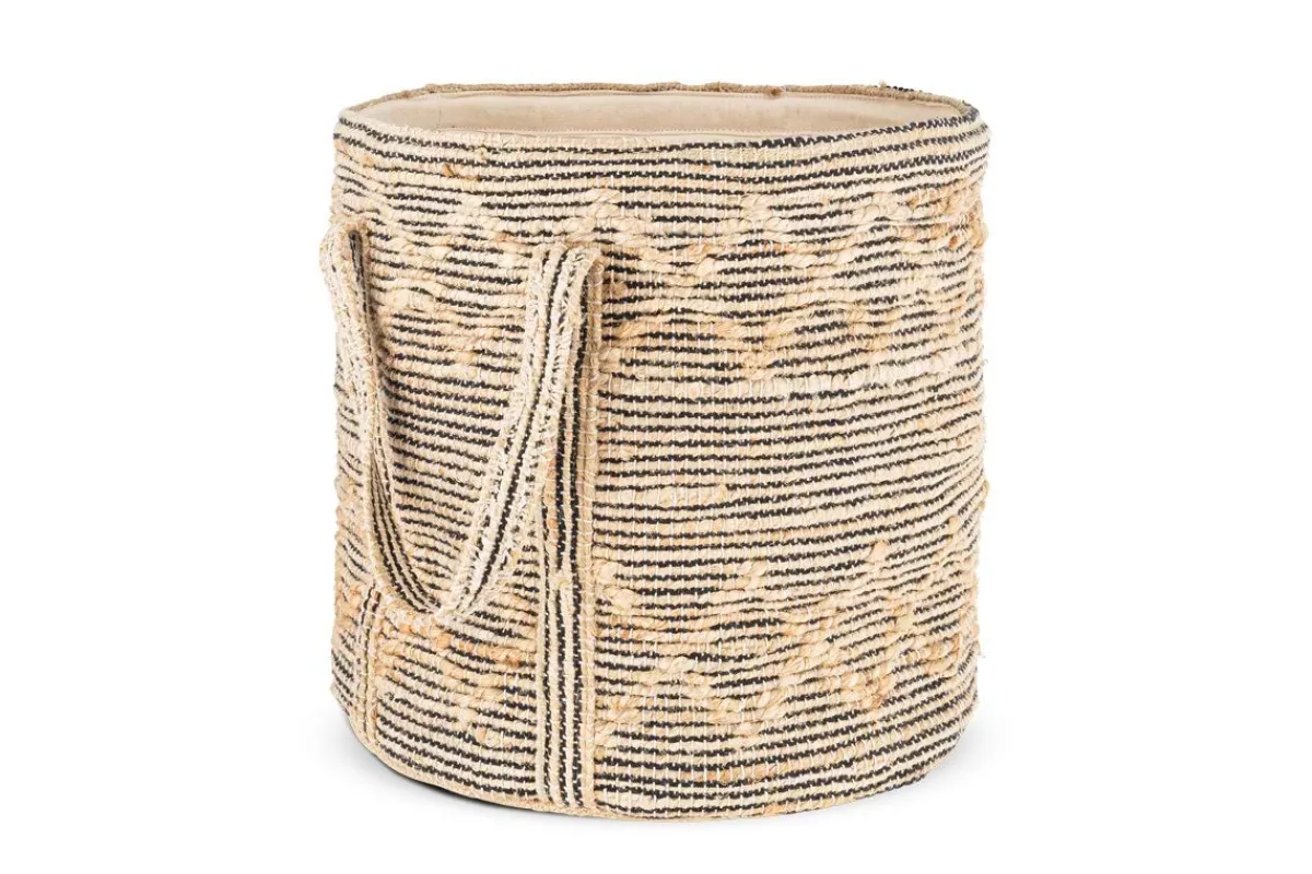 Baskets|Laundry Baskets^Nkuku Padla Cotton & Jute Laundry Basket - Black & Natural