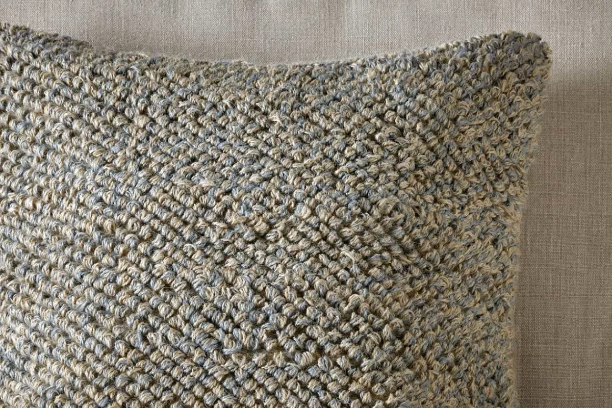 Bedroom Textiles|Cushions^Nkuku Paduna Jute & Cotton Cushion Cover - Soft Blue & Brown