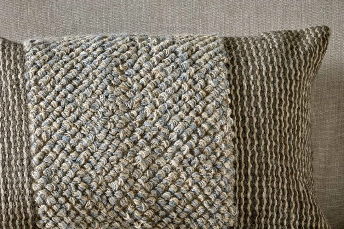 Bedroom Textiles|Cushions^Nkuku Paduna Jute & Cotton Cushion Cover - Soft Blue & Brown
