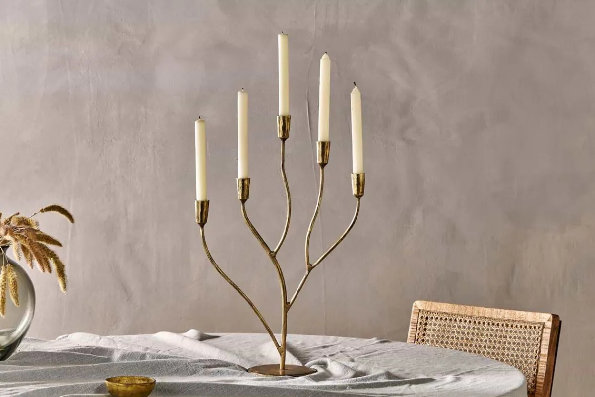 Decorative Home Accessories|Candle Holders^Nkuku Palani Statement Candelabra - Antique Brass - Large