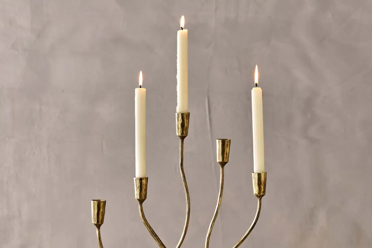 Decorative Home Accessories|Candle Holders^Nkuku Palani Statement Candelabra - Antique Brass - Large